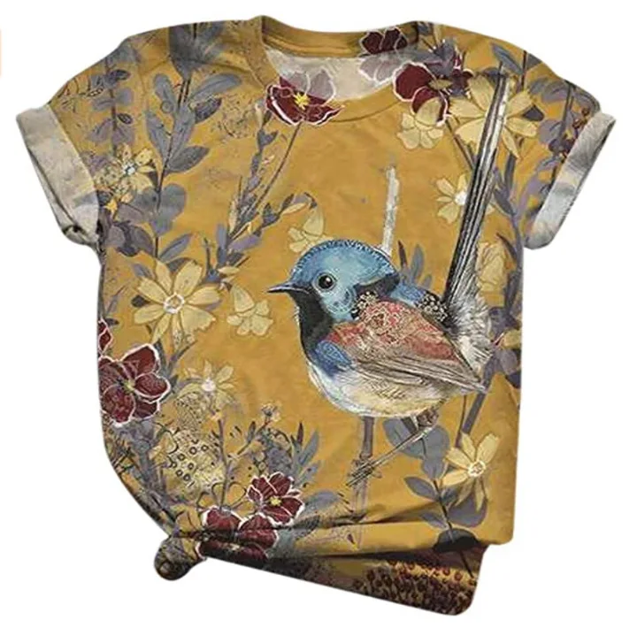 T-shirt imprimé hibou 3D pour femme, surdimensionné, décontracté, à manches courtes, motif chat, motif animal, Kawaii801_voghion.com