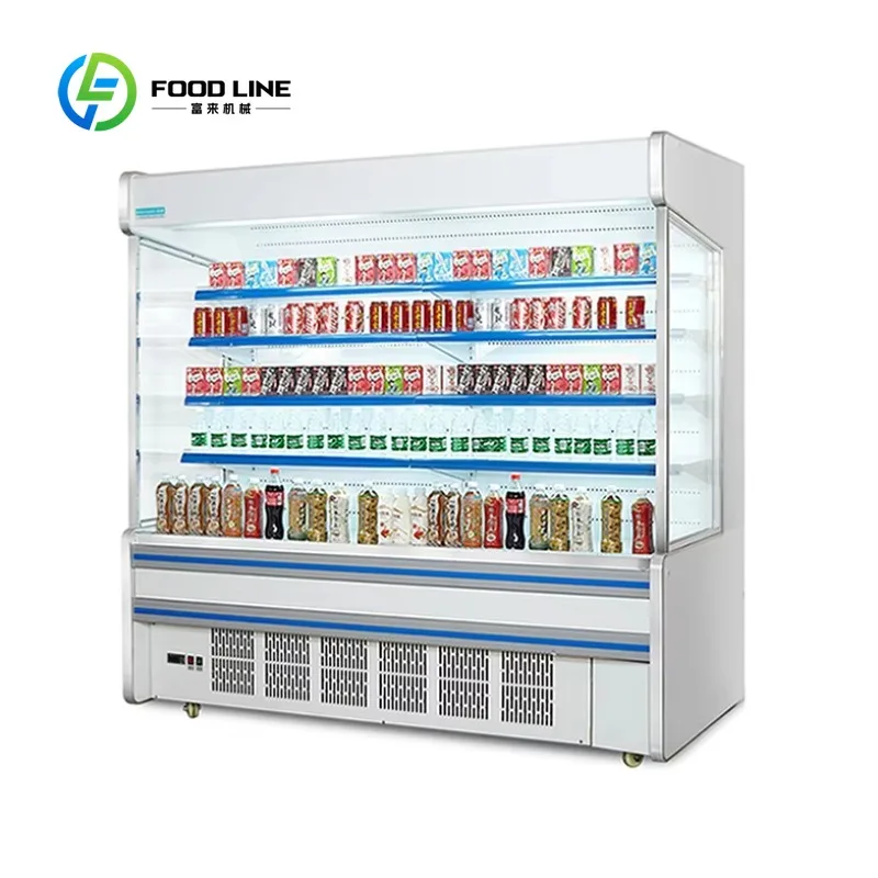 Customized Supermarket Multideck Open Merchandisers Chiller with Air Curtain Ideal for Fresh Produce and Drinks Stores 2