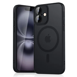 Luxury Transparent Candy Color Matte Hybrid Hard Case with Strong Magnetic Support - iPhone 14 Pro (Black)