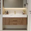 Modern 39" Floating Bathroom Vanity Set Stone Top Wall Mounted Bathroom Cabinet 1