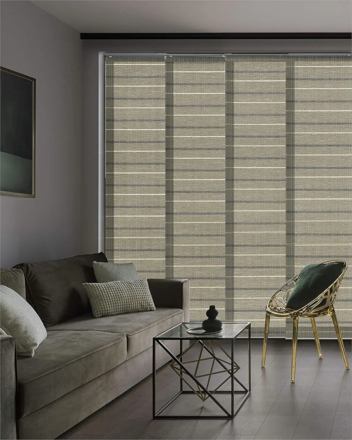 Design Adjustable Sliding Panel Track Blinds 45.8"- 86" W x 96" H, Extendable Vertical Blinds