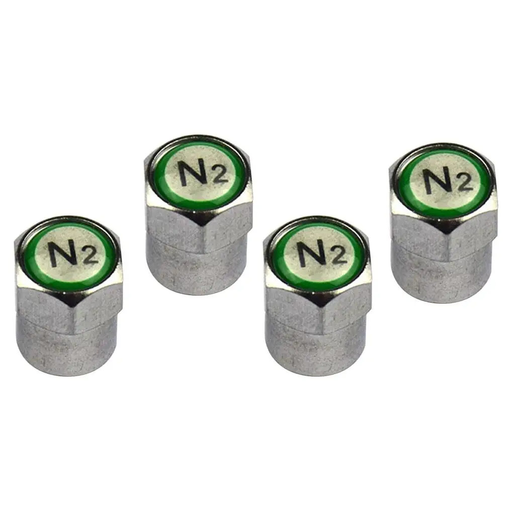 Set of 4 Nitrogen N2 Green Copper Tire Stem Valve Caps Covers Car