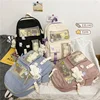 Buckle Badge School Backpack Candy Color Fashion Cute Schoolbag Shoulder Student Bag Teenage Girls College Backpack 5