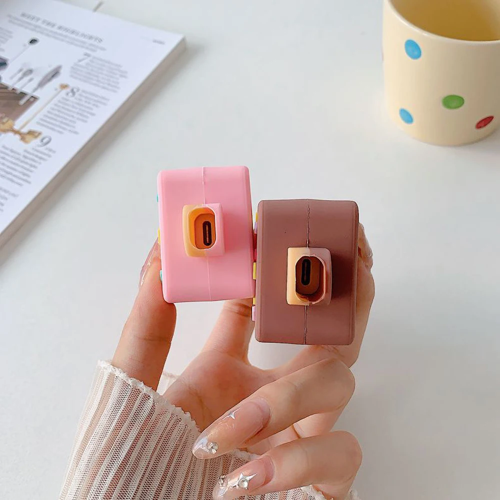 Cute 3D Ice Cream USB Cable Data Line Protector Cover For iPhone 18/20W Fast Charging Case Cartoon Winder Organizer