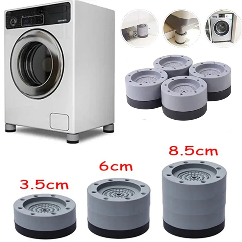 Washing Machine Pads 4 Pcs Anti Vibration Lifting Rubber Feet Anti Slip Mute Furniture Leveler Universal Dampers Fixed Base