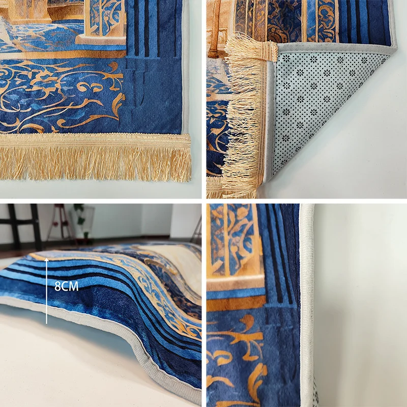 Prayer Rug Living Room Prayer Mat 70*110cm Muslim Islamic Prayer Rug, Carpet Mat, Kneeling Poly Mat with Vintage Pattern, Tassel - Image 6