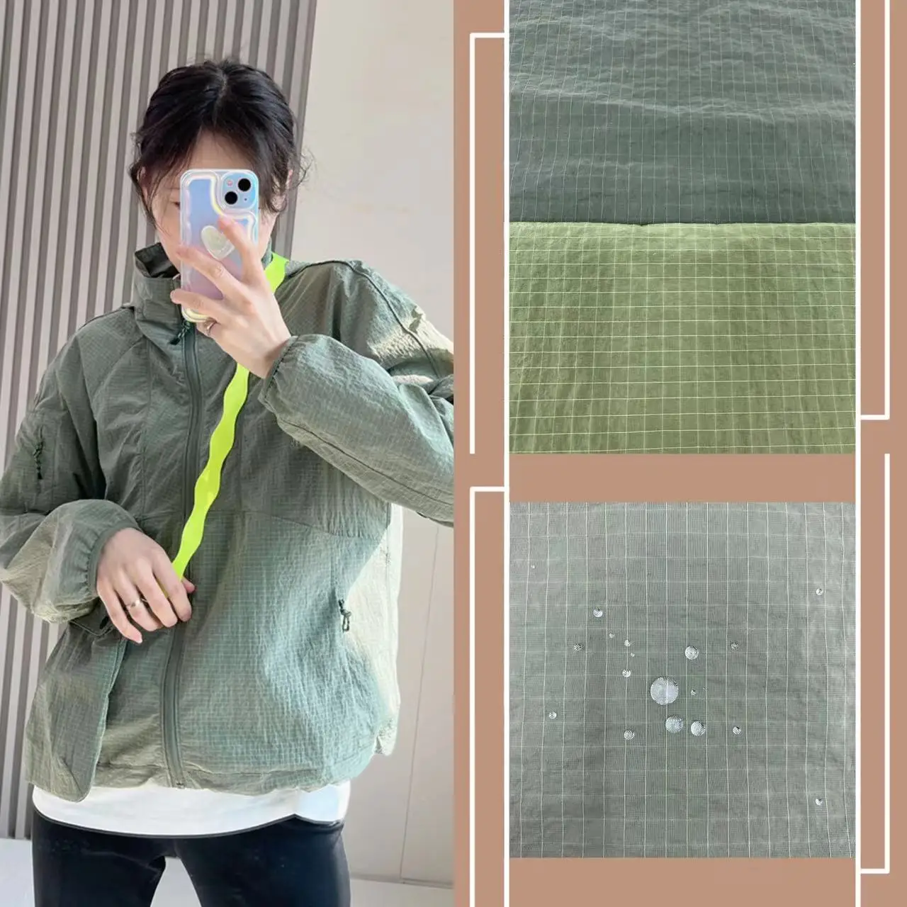 

Popular 0.5 Bubble Check Nylon Windbreaker Fabric, Water-repellent Jacket, Cotton Jacket, Island Check Fabric