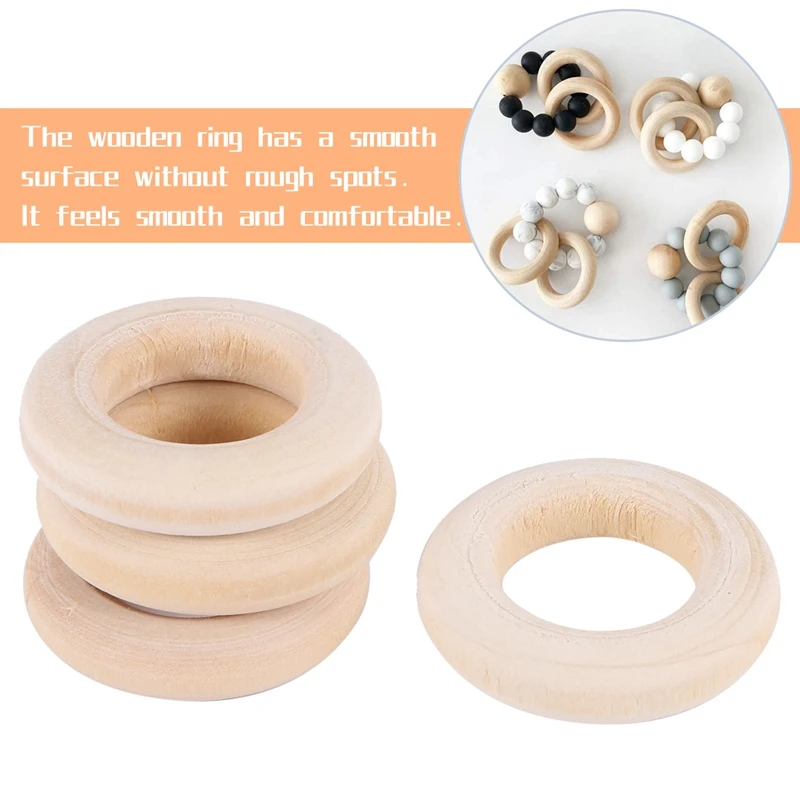 150 Pcs 25 Mm/1 Inch Wooden Craft Ring Unfinished Wooden Rings Circle Wood Pendant Connectors For DIY Projects