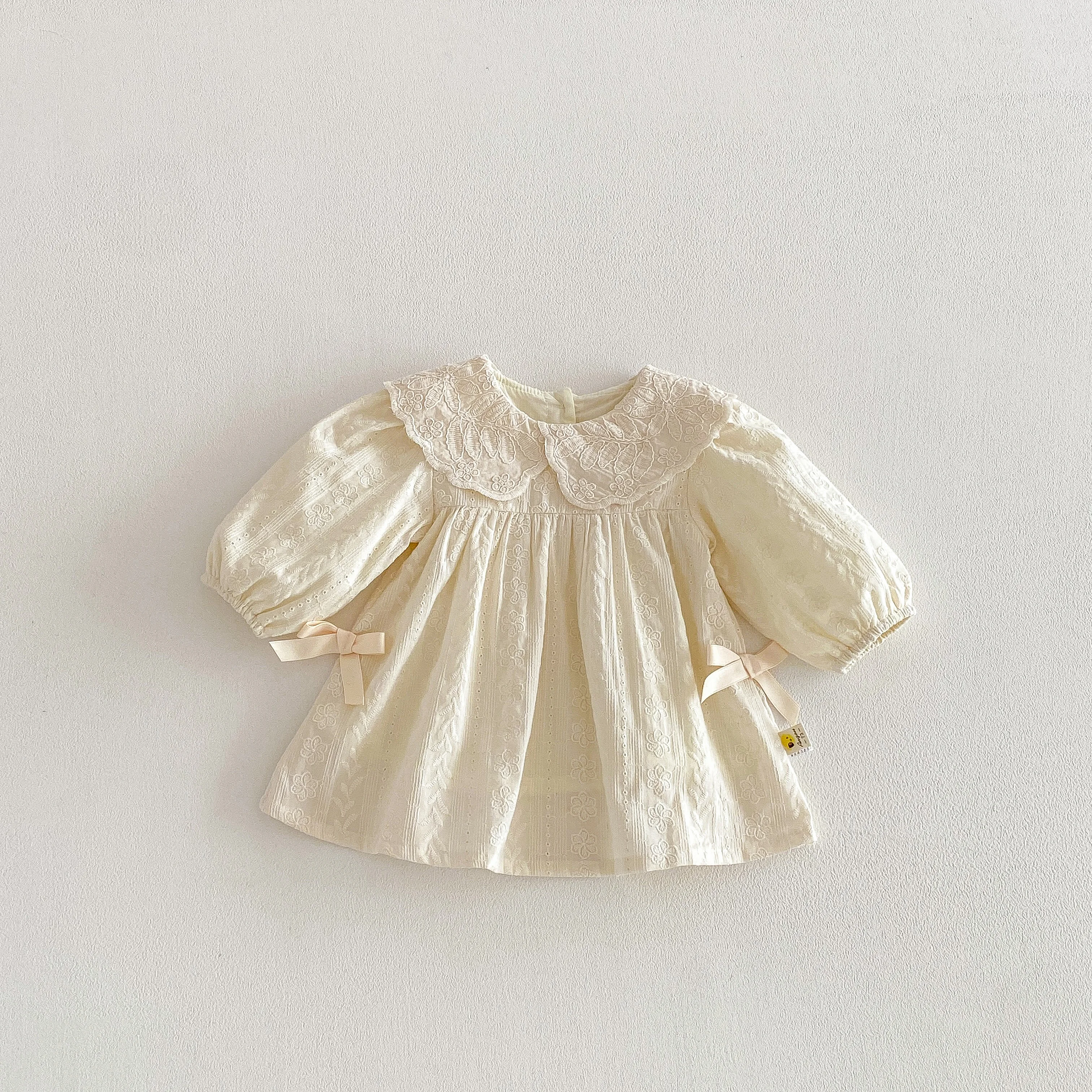 Frühling 2026 Neuer Stil Koreanischer Mädchenkleid-Stil mit Kragen und Karomuster, Langarm-Kleid - Frisches und Niedliches Prinzessinnenkleid mit Schmetterlingsknoten