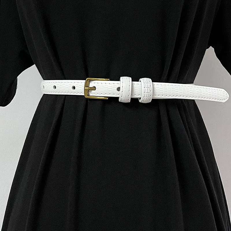 

Women's vintage stereo plaid texture belt for women cowskin female matching skirt jeans belt