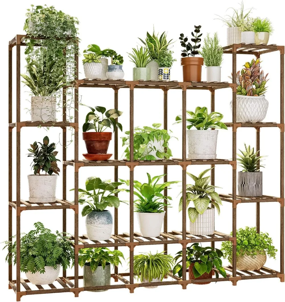 

Bamworld Large Plant Stand Indoor Plant Shelf Outdoor Tall Wood Plant Holder for Living Room Multiple Plants Patio Balcony