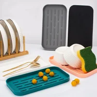 Silicone Drain Tray For Tableware Water Cup Fruit Vegetable Kitchen Sink Organizer Storage Tray Sponge Holder Soap Dispenser 1