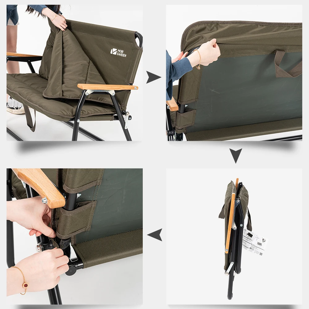 MOBI GARDEN 超軽量アルミニウム折りたたみキャンプチェア,2人用