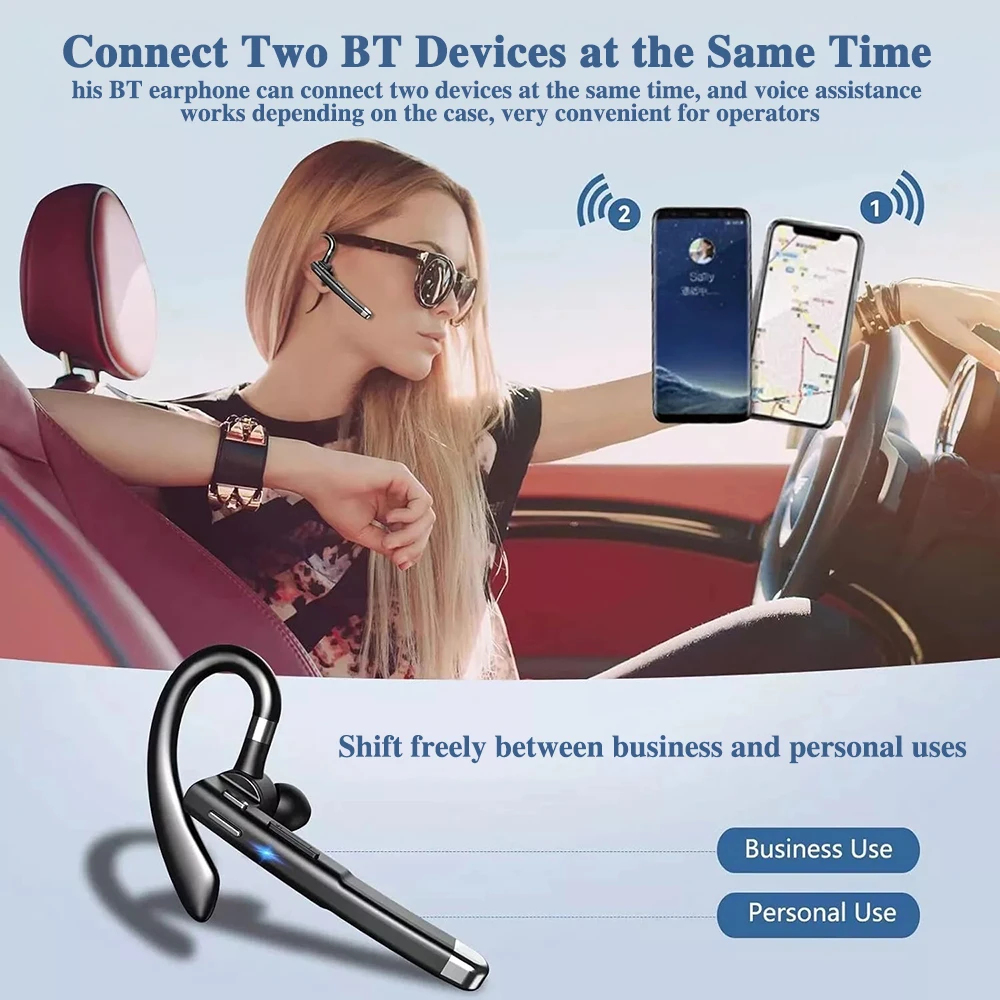 Description Picture 5 of itemWireless Bluetooth 5.3 Headphones Single Driving Headset with Mic Noise Cancelling Handsfree Earphones Business Driving Earbuds