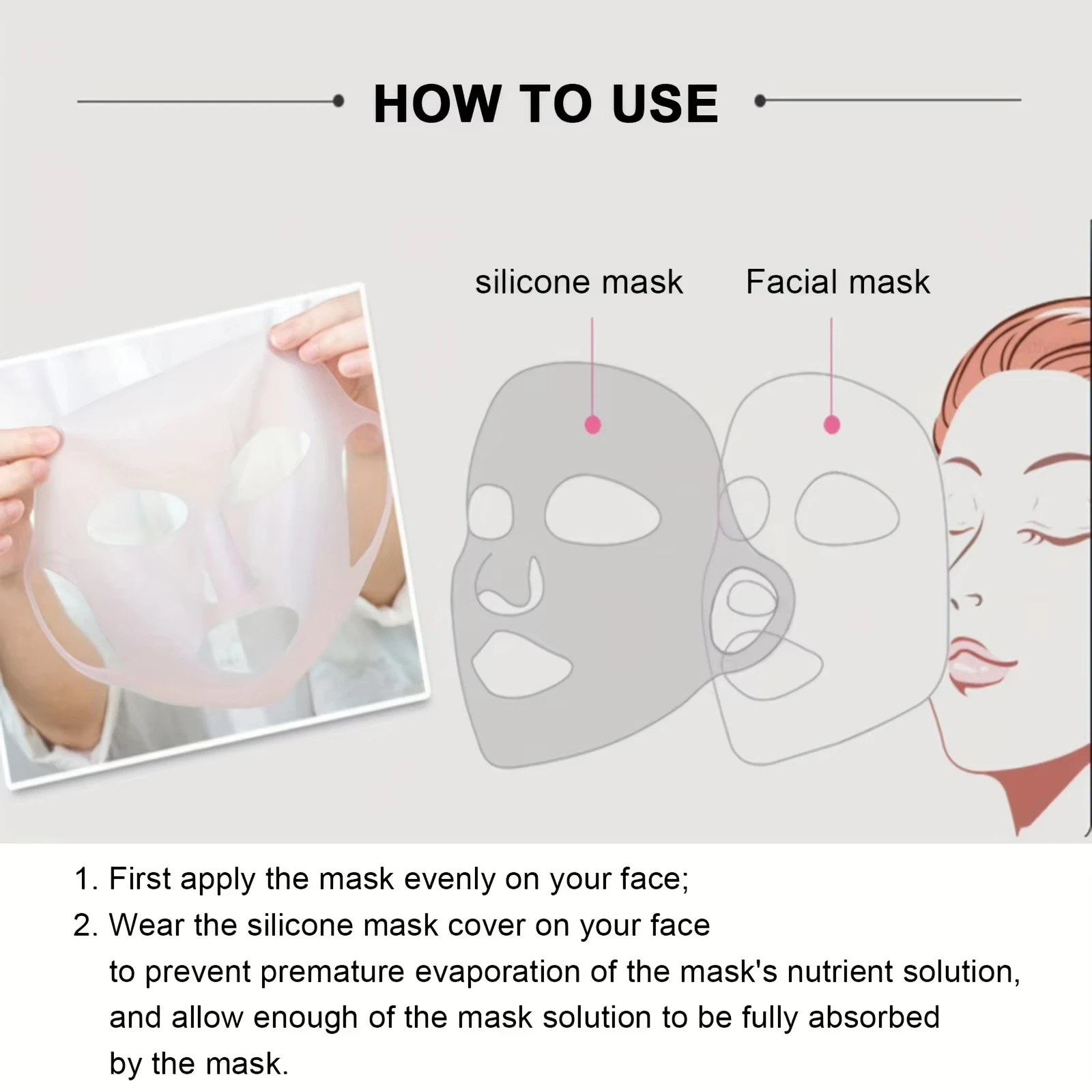 Masque facial 3D réutilisable en silicone et tissu, 3 couleurs