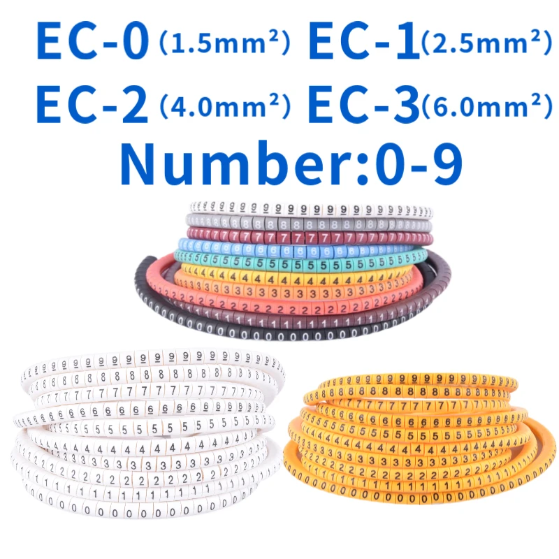 500 STÜCKE EC-0/1/2/3 Kabeldrahtmarkierer 0 bis 9 for Kabelgröße 1,5/2,5/4, 0/6, qmm Farbige Nummernröhre Kabelmarkierer Etikettenmarkierung(EC-0(500PCS 500 STÜCKE EC-0/1/2/3 Kabeldrahtmarkierer 0 bis 9 for Kabelgröße 1,5/2,5/4, 0/6, qmm Farbige Nummernröhre Kabelmarkierer Etikettenmarkierung(EC-0(500PCS