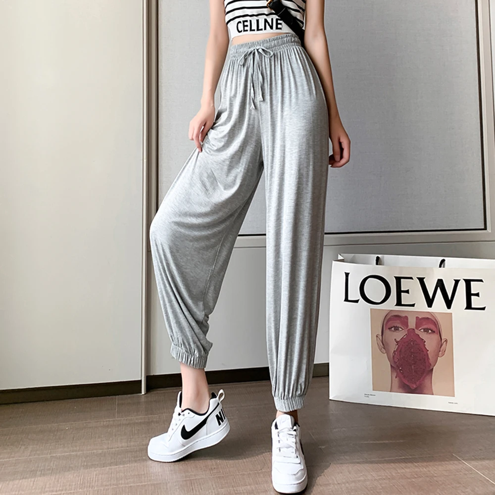 Modal Harem Pants For Women Summer Casual Loose Elastic High Waist