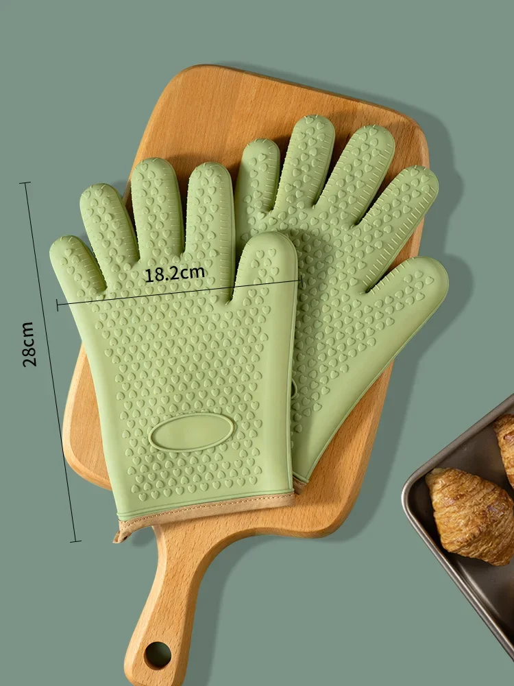 

Zackoo Heat Resistant Gloves Kitchen Accessory Oven Mitts insulated and thickened silicone kitchen oven special baking