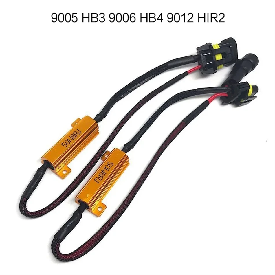 Car Load Resistor Error Canceller 2PCS H7 H11 50W 9006 9005 h9 h8 LED Decoder Canbus Free Wiring