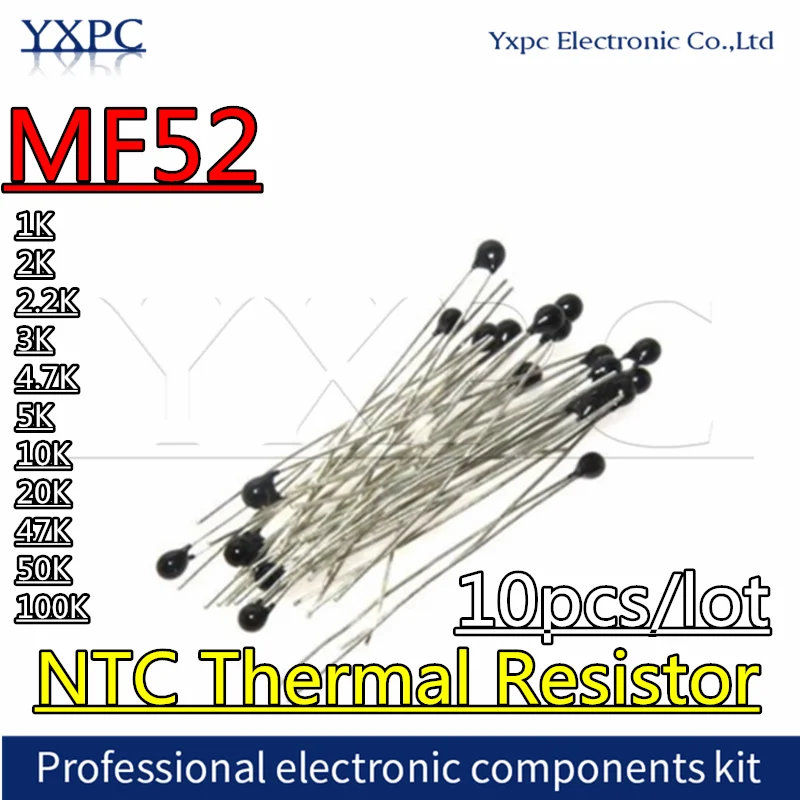 

10pcs MF52 NTC-MF52AT 3950 3950K NTC Thermistor Thermal Resistor 5% 1K 2K 2.2K 3K 4.7K 5K 10K 20K 47K 50K 100K ohm