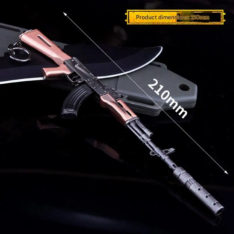 Zinc Alloy Miniature AK47 Decorative Model - 21cm Non-Firing Metal Display Toy with Detachable Gear