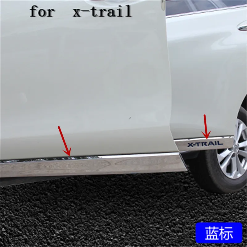 Stainless Steel Door Sill Protectors For Nissan X-Trail T32 - Chrome Covers, Self-Adhesive, Easy Install