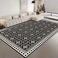 French Retro Carpet Living Room Decoration Checkerboard Rugs for Bedroom Ins Wind Plaid Bedside Floor Mat Large Area Plush Rug 2