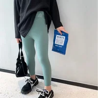 Kids Girls Solid Leggings 2021 New Arrival Children Skinny Pants Dance Clothes Cropped Trousers Gray White Pink Blue Leggings 3