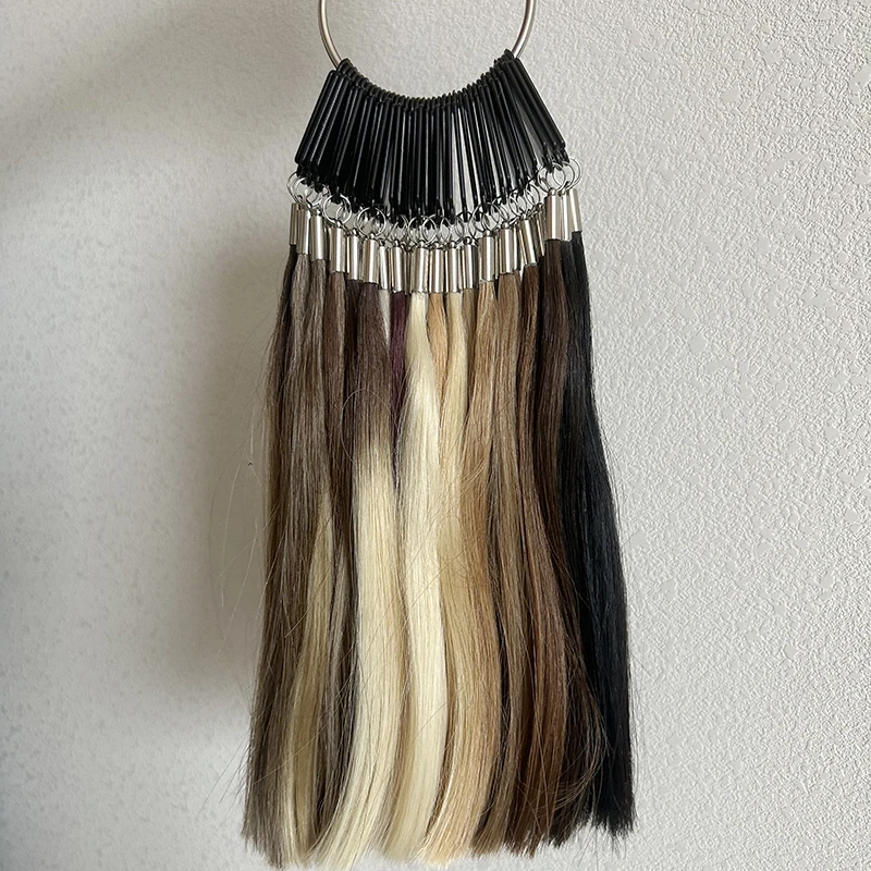 Human Hair Extensions Color Card Rings Swatches Testing Color Samples Palette Customizable Styles