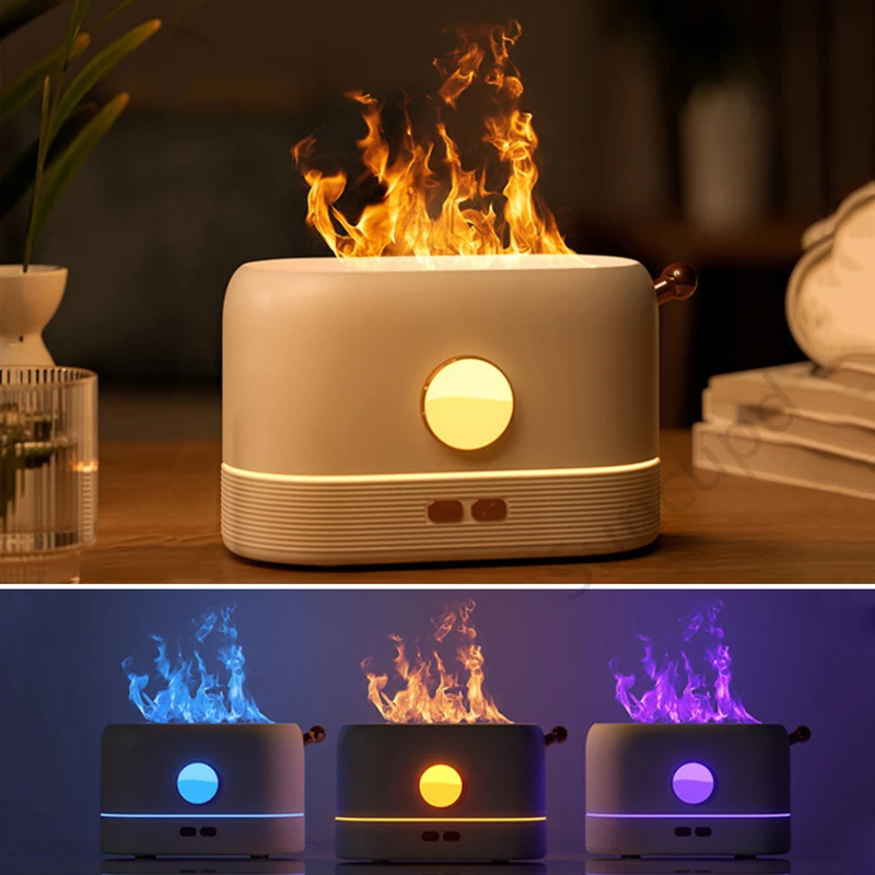 

2022 New 200ML Simulation Flame Aroma Diffuser USB Household Large Fog Volume Ultrasonic Atomizer Diffuser Car Humidifier