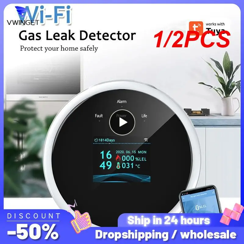 

1/2PCS Tuya WiFi GAS LPG Leak Sensor alarm Fire Security detector APP Control Safety smart home Leakage sensor support smart