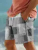 Plaid Color Block Men's Resort 3D Printed Geometry Board Shorts Swim Trunks Elastic Drawstring Hawaiian Style Holiday Beach 4