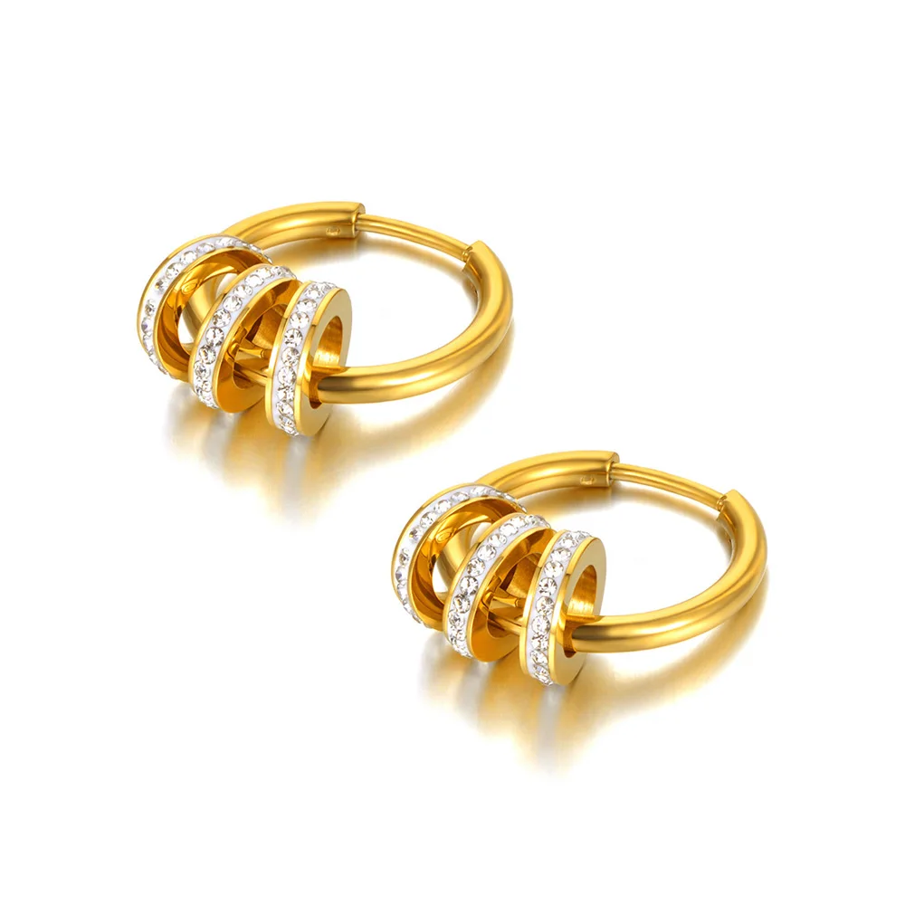 JeeMango Edelstahl Luxus-Creolen mit Zirkonia, goldfarben, trendiger Zirkonstein, Hochzeitsschmuck für Frauen, E26077 – Detail 10