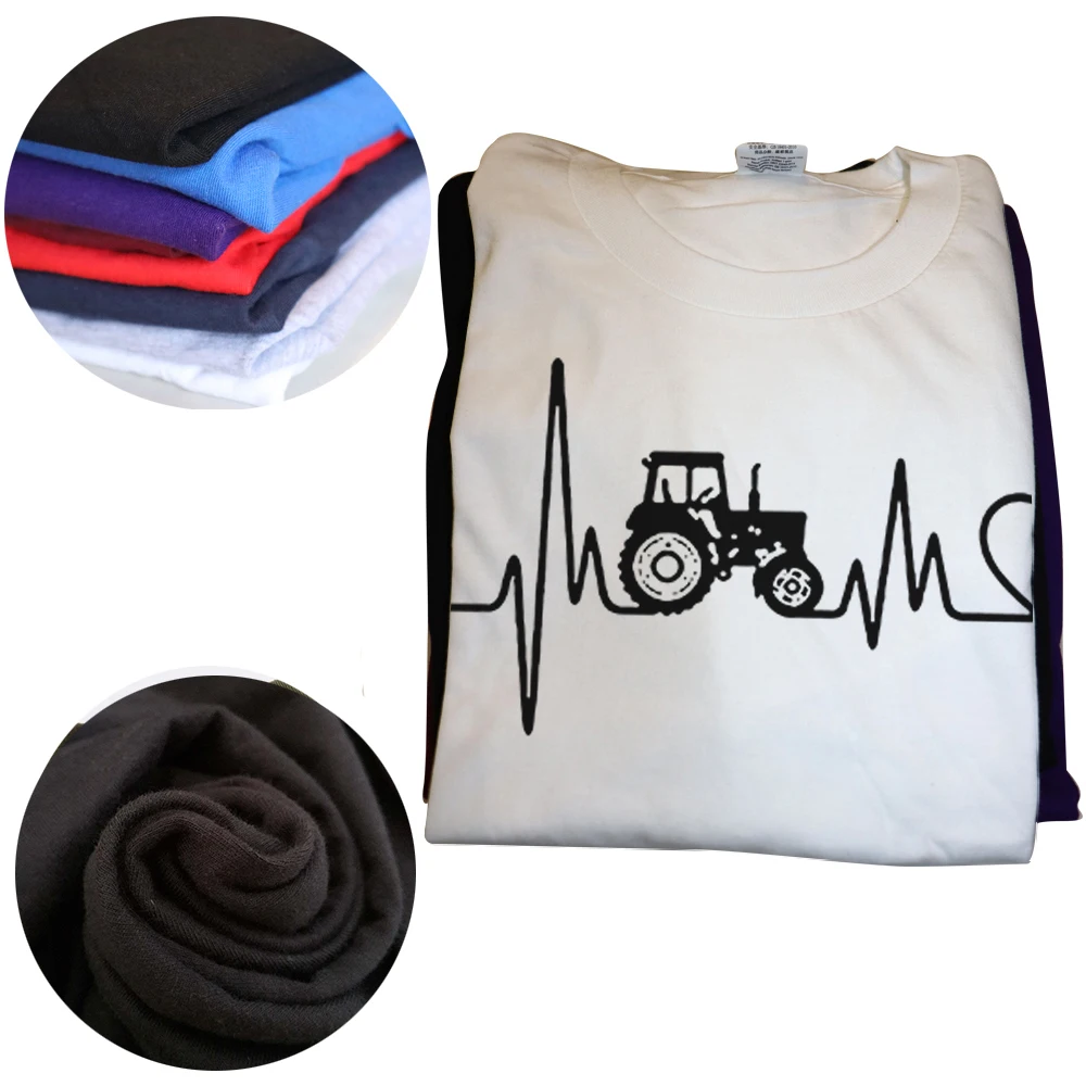 Printing Beer T Shirts Tractor Heartbeat Pulse Farm Farmer Farming Graphic Cotton Streetwear Birthday Gifts T-shirt Top_voghion.com