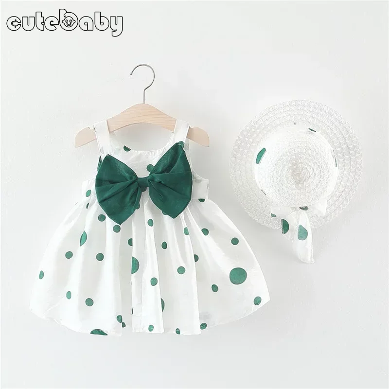 Baby Girl Dress Summer Infant Cotton Toddler Dresses + Sunhat Newborn Clothing Set