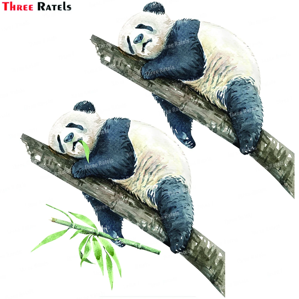 

Наклейки и наклейки из бамбука Three Ratels QTT6 Panda Eat для ноутбука, багажа, скейтборда, украшение