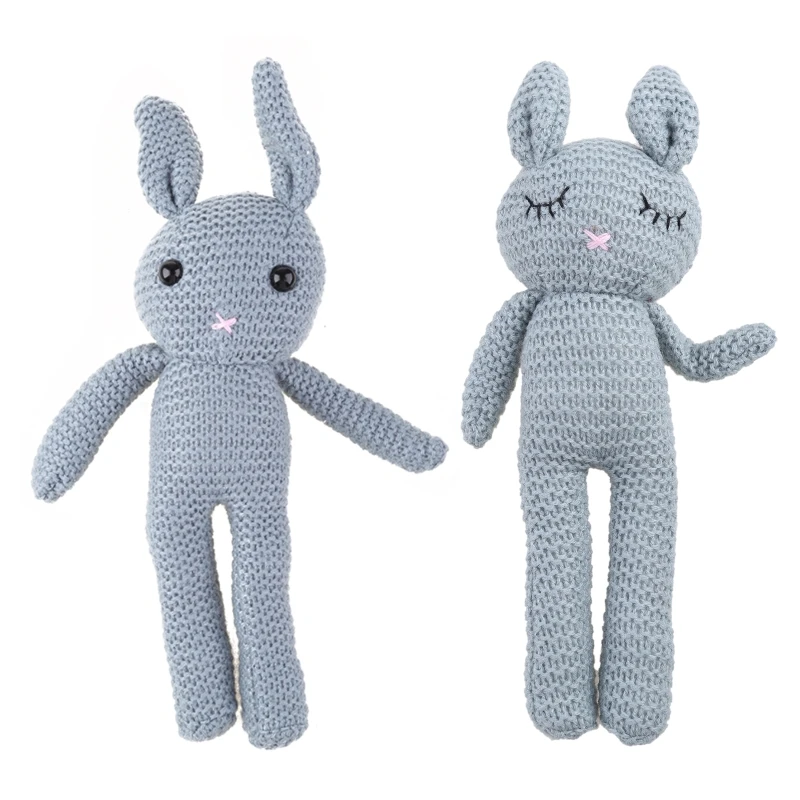 

8In Sleeping for Doll Toy Figure Stuffed Rabbit Interactive Washable Knitted for Doll for Baby Girlfriend Birthday Party