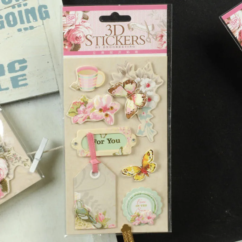 Vintage Label 3D Stickers Scrapbooking Material Flower Butterfly Bird Pattern DIY Junk Journal Card Tag Making Embellishment decorative stickers self adhesive stickers stationery stickers adhesive stickers decorative labels stickers floral stickers butterfly stickers diy scrapbooking accessories