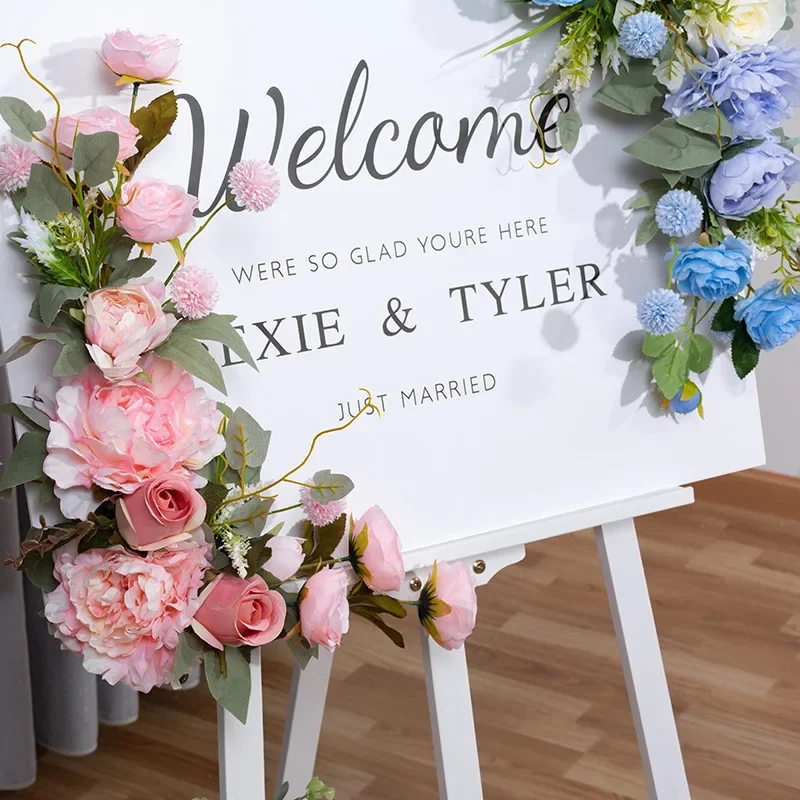 

Artificial Silk Flower Wedding Welcome Sign Water Sign Weddings Decor Indicator Sign Floral Guide Sign Floral Wedding Props