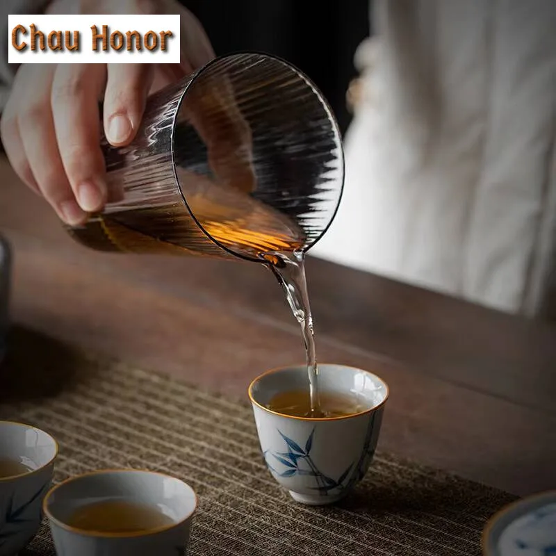 2pc/set Boutique Hand Painted Bamboo Art Ceramic Tea Tasting Cup Retro Small Single Master Cup Household Kung Fu Teaware 45ml