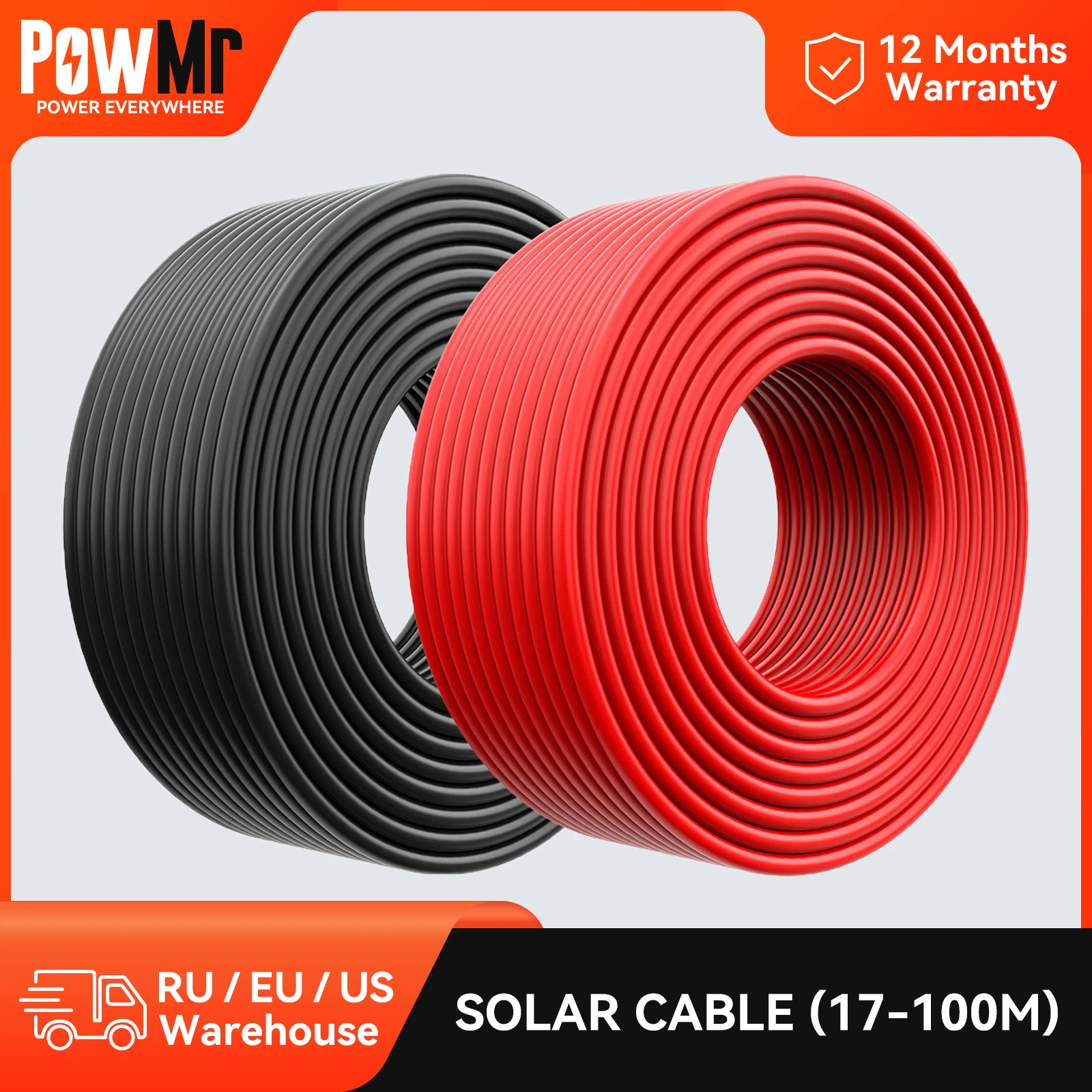 PowMr 10 AWG Solar Cable Tinned Copper Extension PV Wire for Solar