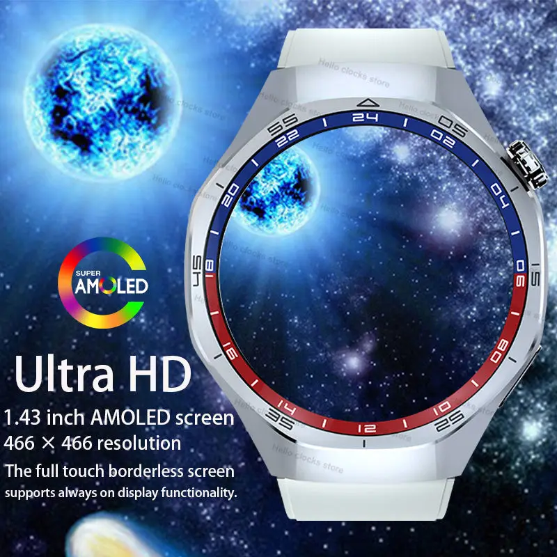 Smart Watch For Huawei GT5 Pro Men GPS Navigation AMOLED 4GB NFC Compass Clock Bluetooth Call
