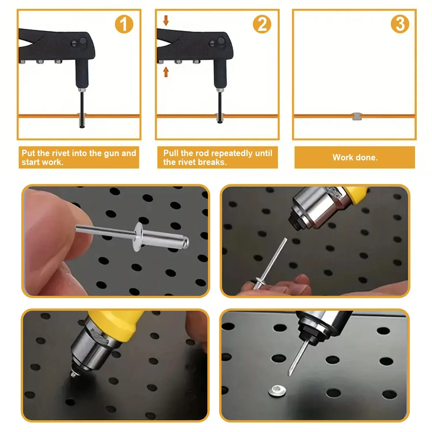 Rivets and fasteners 76Pcs Aluminum Countersunk Head Core-Pulling Rivets 4 Size Combination Sets Home Installation And Maintenance rivets and screws