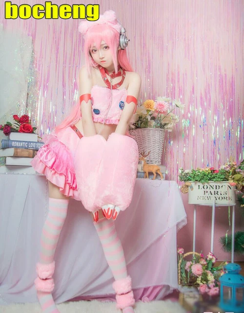 女性のためのスーパーソニックコスプレ衣装,ピンクのロリータ服 