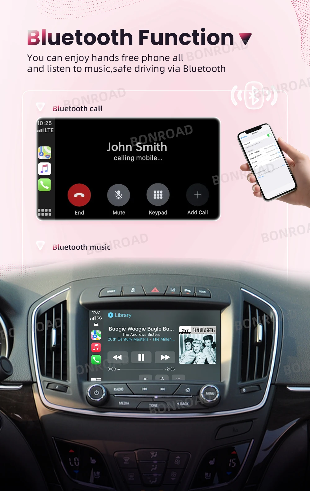 BONROAD Drahtloses CarPlay-Schnittstellenmodul für Buick Regal Opel Insignia 2013–2017 mit Android Auto Bluetooth Airplay-Adapter – Detail 5