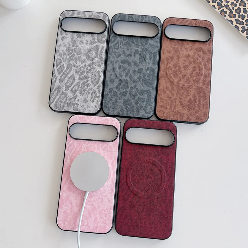 Leopard Print Magnetic Shockproof Case with Wireless Charging Capability