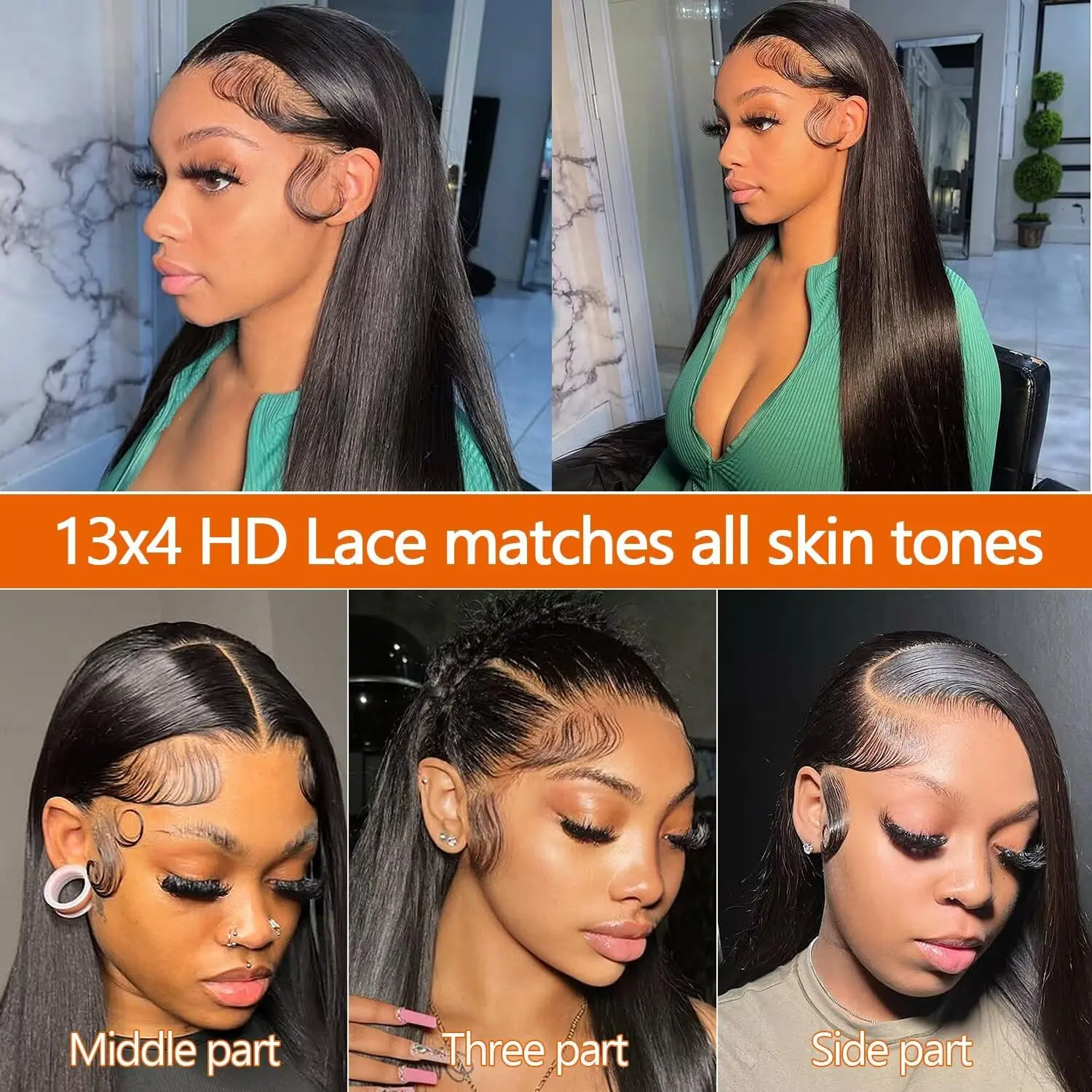 13x4 Straight Human Hair Wig 24 Inch 5x5 HD Lace Front Wigs Human Hair for Women Glueless Wigs 13x4 Frontal Wigs 200% Density