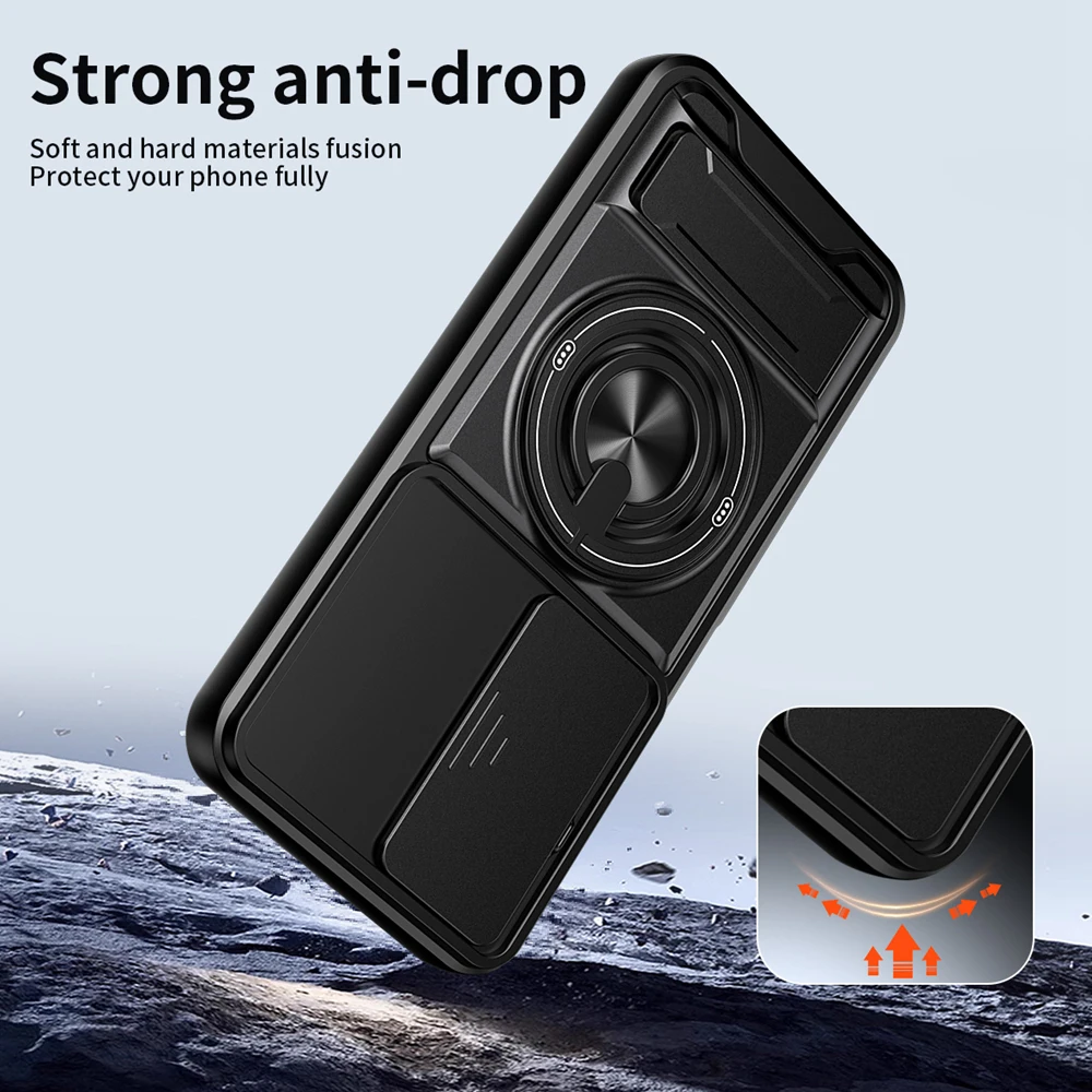 Shockproof Armor Magnetic Ring Holder Case - Enhanced Protection Back Shell