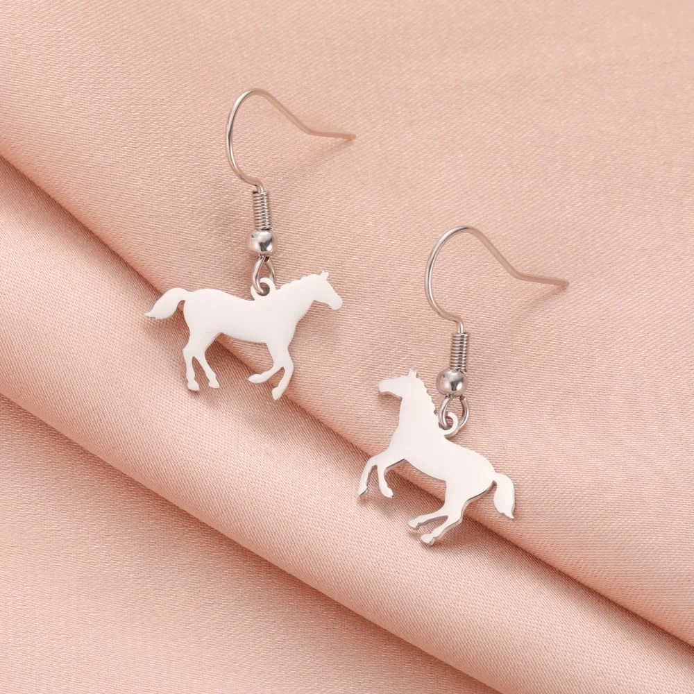 Edelstahl Ohrringe Pferd Anhänger Baumeln Ohrringe Für Frauen Mädchen Gold farbe Mode Charms Tier Schmuck Täglichen Verschleiß Geschenke – Detail 13