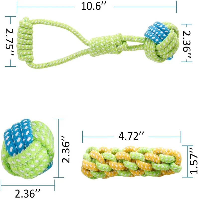 Pet Dog Cotton Rope Chew Toys Natural Cotton Washable Durable Tug Large Small Dogs Toy Interactive Rope Pet Supplies